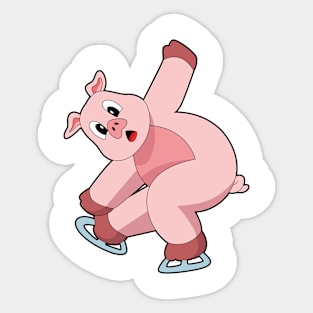 Pig Ice skating Ice skates Sticker